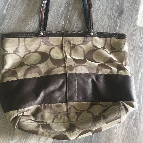 Coach Signature Striped Tote Handbag - Picture 6 of 7